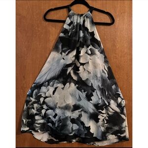 ASTR The Label Black Gray Floral Halter Mini Dress Size M